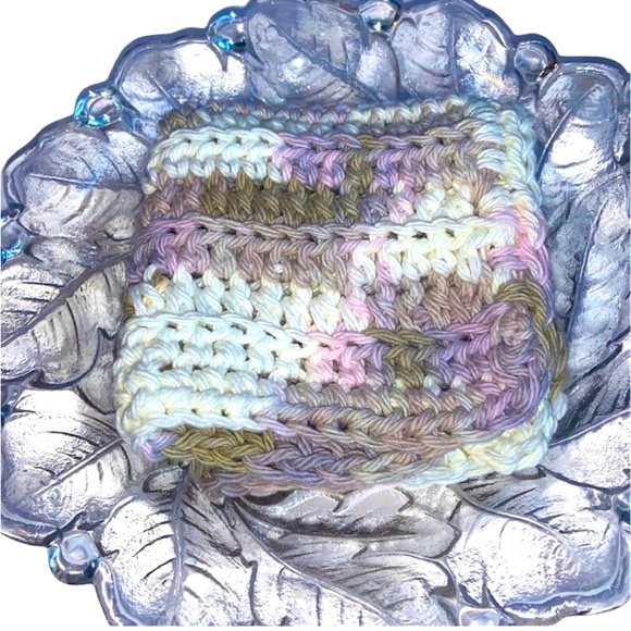 HAND CRAFTED Crocheted Colorful Gray 100% Cotton All Purpose Wash or Dish Cloth - Picture 7 of 7